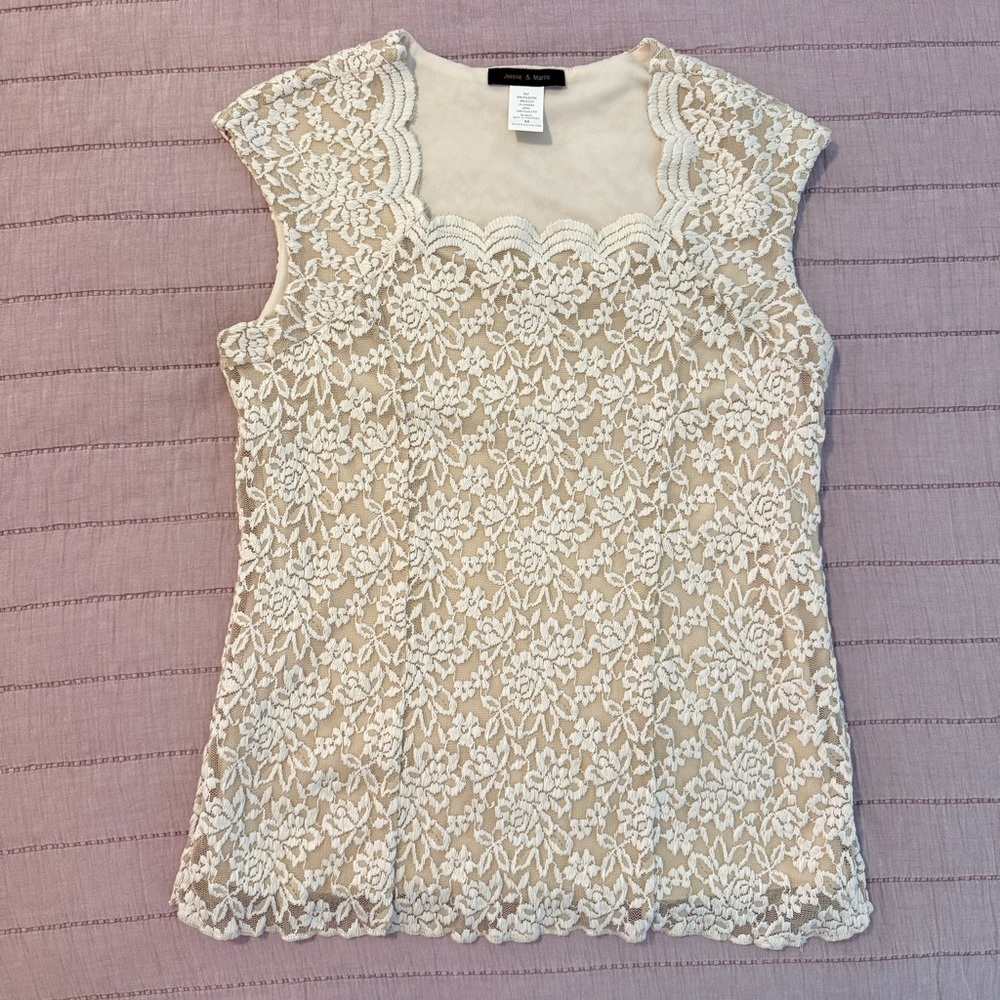 Jennie & Marlis Lace Women’s Top  Size Medium Cream Elegant